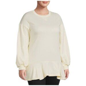 To My Lovers NWT Women's Cream Longline Peplum Sweatshirt, Size 2X